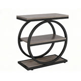 Industrial Narrow End Table With 3 Shelves