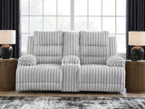 Rhines Falls - Alloy - Double Reclining Power Loveseat With Console