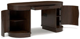 Korestone - Warm Brown - 3 Pc. - Home Office Desk, Chair, Credenza