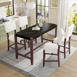 5 Piece Counter Height Dining Set, Bar Table With 4 Upholstered Chairs