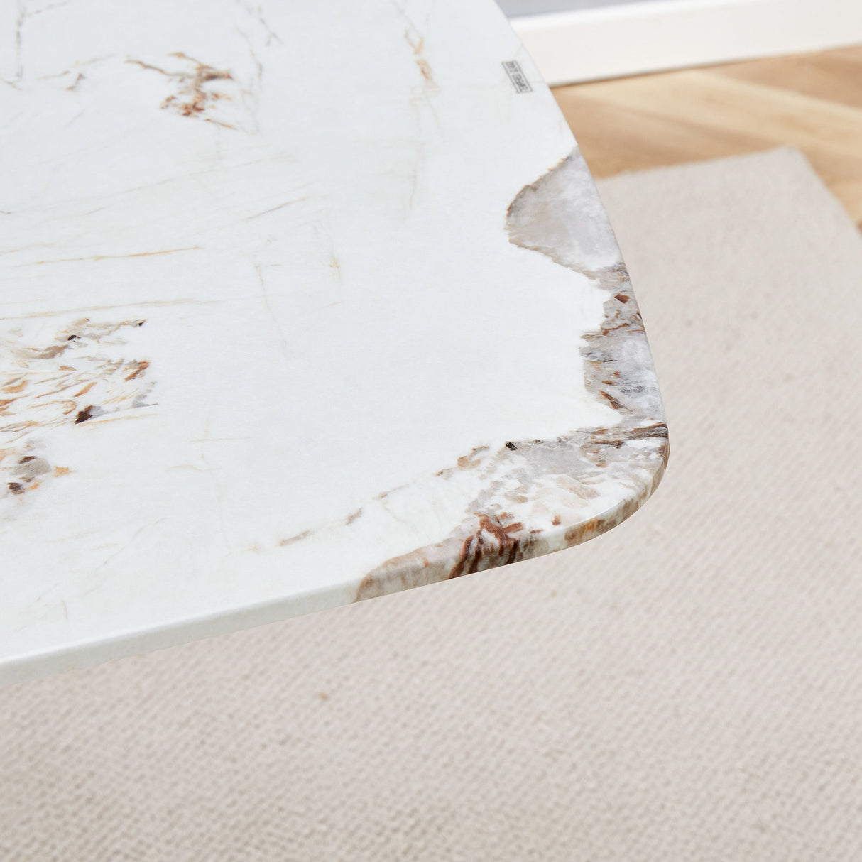 Luxurious Marble Patterned Dining Table With Metal Fork Legs