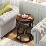 Round End Table Nightstand For Living - Brown / Black