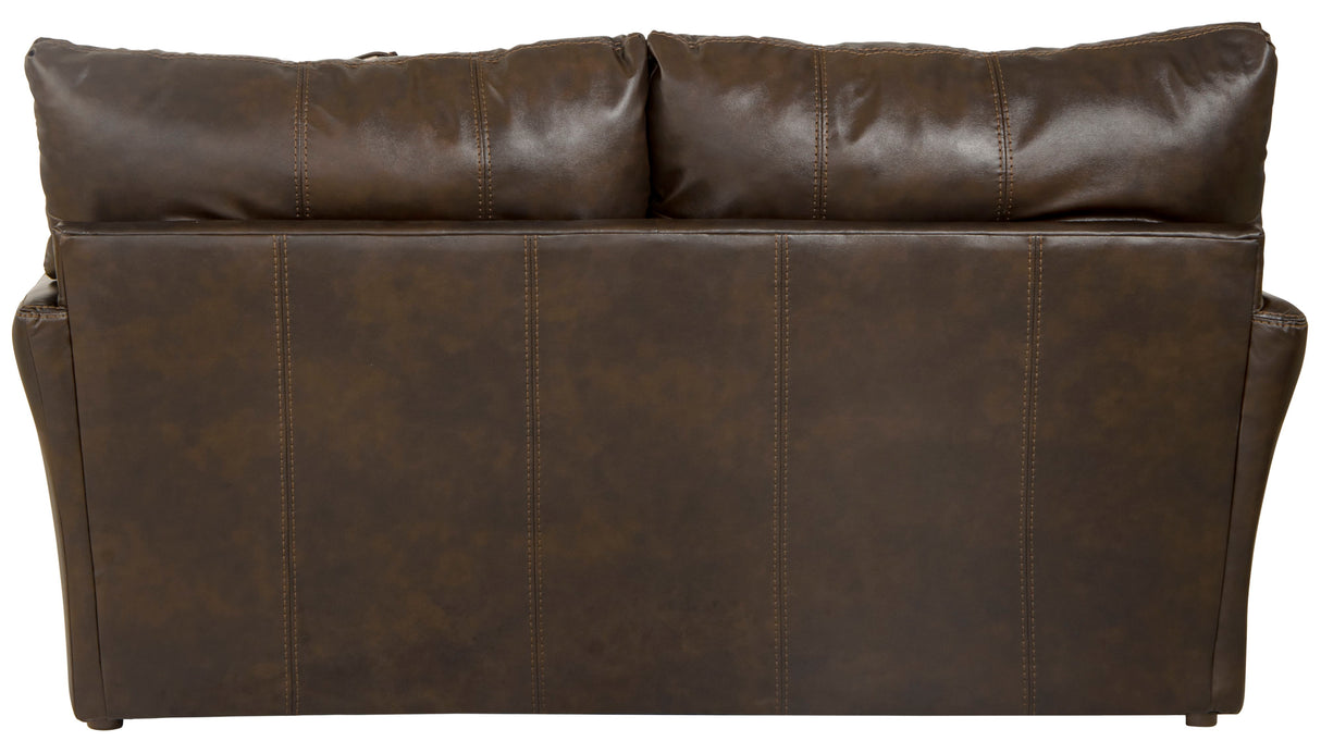 Pavia - Top Grain Italian Leather Loveseat With Cuddler Cushions - Cocoa