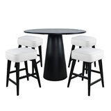 Nash - 5 Piece Dining Set, Counter Table With 4 Backless Stools