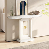 Console Table With Geometric Base For Living Roo - White / Gold