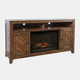 Fairview - 60" Electric Fireplace Media Console - Oak Dark Brown