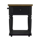 Heritage - Chopping Block Island With Casters - Oak Brown And Black