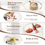 Round Dining Table With 360° Rotating Lazy Susan Scratch & Heat For Dining Room & Kitchen, Table Only - White