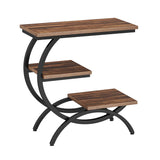 C-Shaped 3 Tier Side Table - Rustic Brown