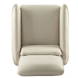 Upholstered Push Recliner Chair With Rubber Wood Legs For Living Room