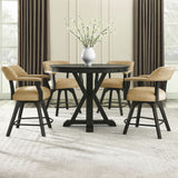 Rylie - 6 Piece Counter Dining Set (Counter Table With Game Top & 4 Counter Chairs) - Black / Sand