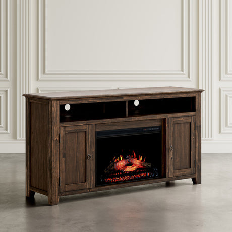 Bakersfield - Electric Fireplace Media Console - Distressed Brown