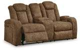 Wolfridge - 2 Pc. - Power Reclining Sofa, Power Reclining Loveseat With Console - Brindle