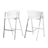 Modern Bar Stools With Low Back And Arms And Durable Metal Frame (Set of 2) - Ivory