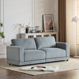 Modern Square Arm Sofa With Soft Fabric Upholstery, Deep Cushions