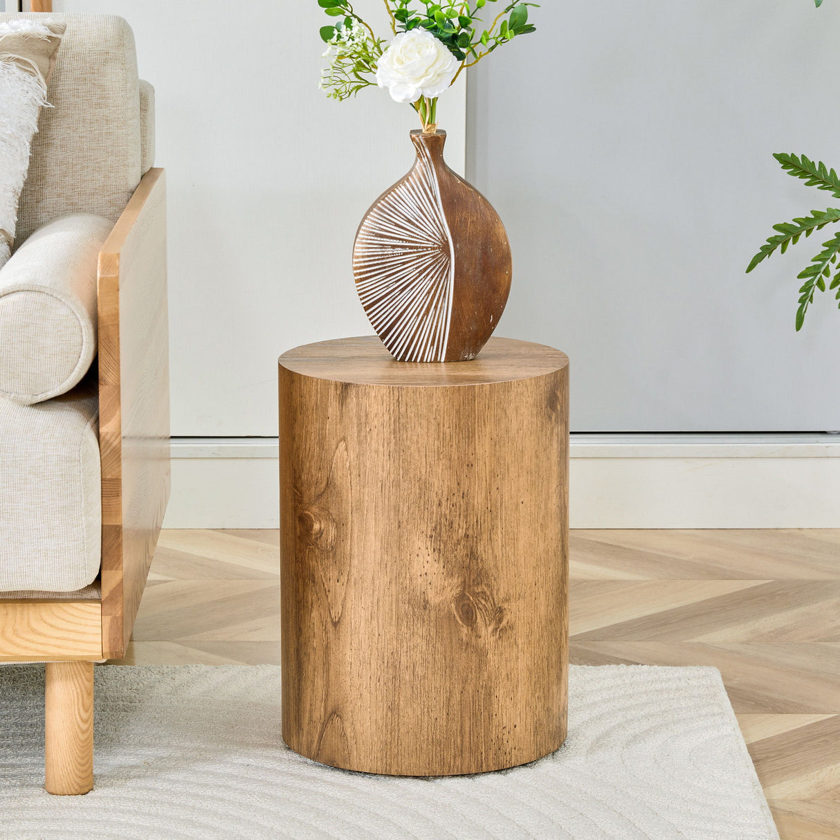 Cylindrical End Coffee Table, Living Room Furniture - Wood