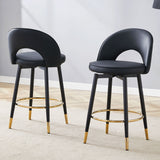 Modern Upholstered 360° Rotatable Bar Chair With Metal Legs For Dining Room (Set of 2)