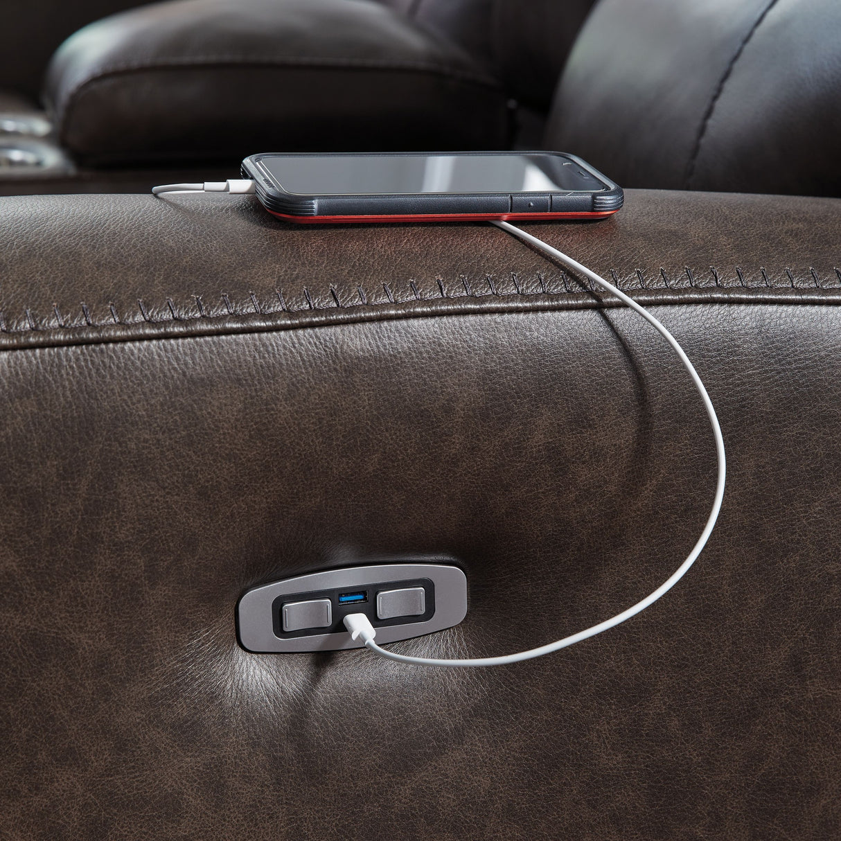 Crossplex - Smoke - Power Recliner / Adjustable Headrest