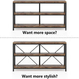 Console Table With 3 Tier Storage Shelves Finish, Slim Narrow Design For Living Entryway - Brown / Black