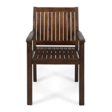 Wilson - Rustic Dining Chair Acacia Wood With Slat Panel Design (Set of 2) - Dark Brown