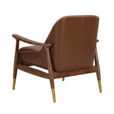 Mid - Century Accent Chair With Cushioned Seat, Brass Tipped Legs