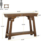 Console Table With 2 Tier Storage - Rustic Brown