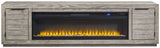 Naydell - 92" TV Stand with Wide Fireplace Insert - Gray