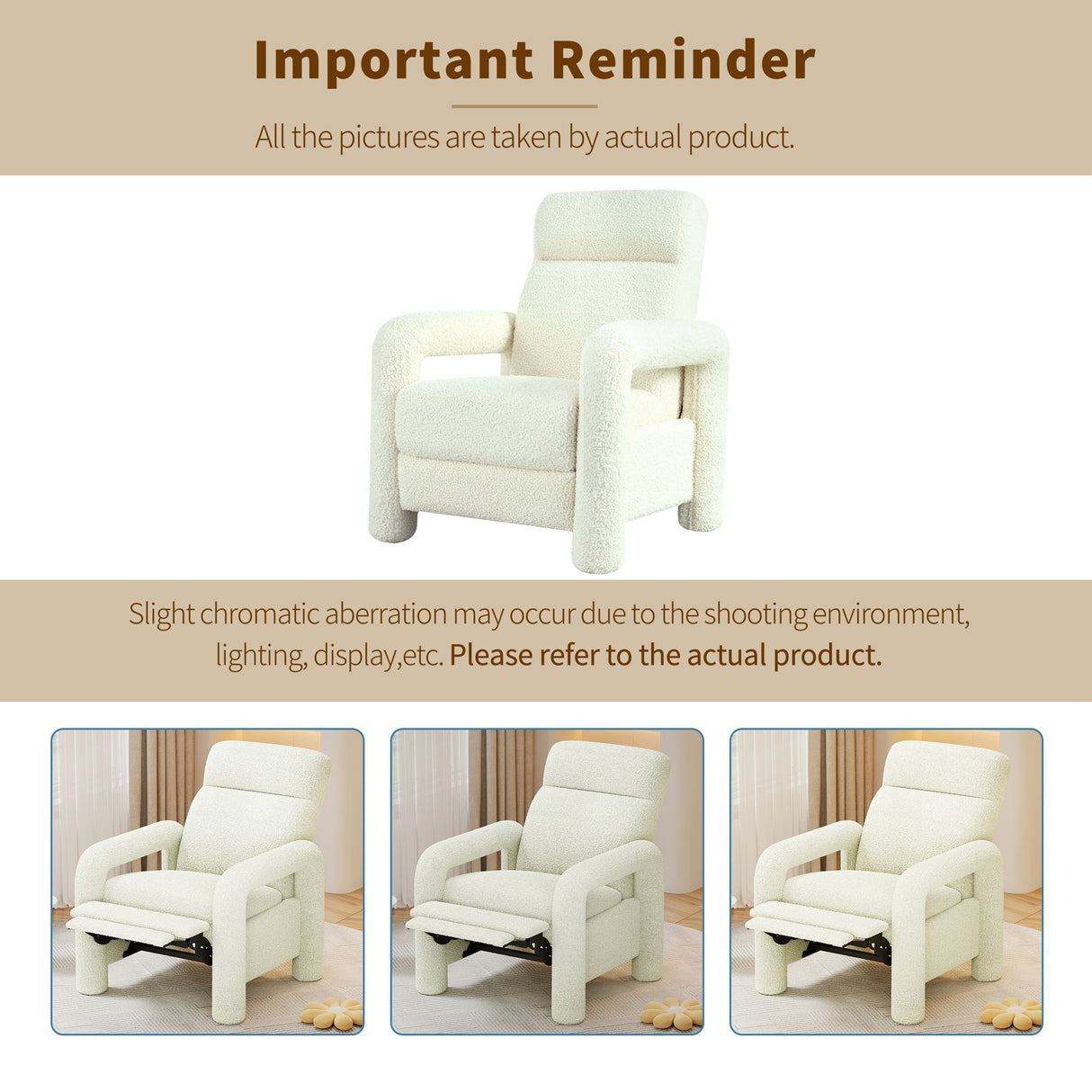 Push Back Recliner Armchair Upholstered Recliner Chair Single Sofa With Adjustable Backrest