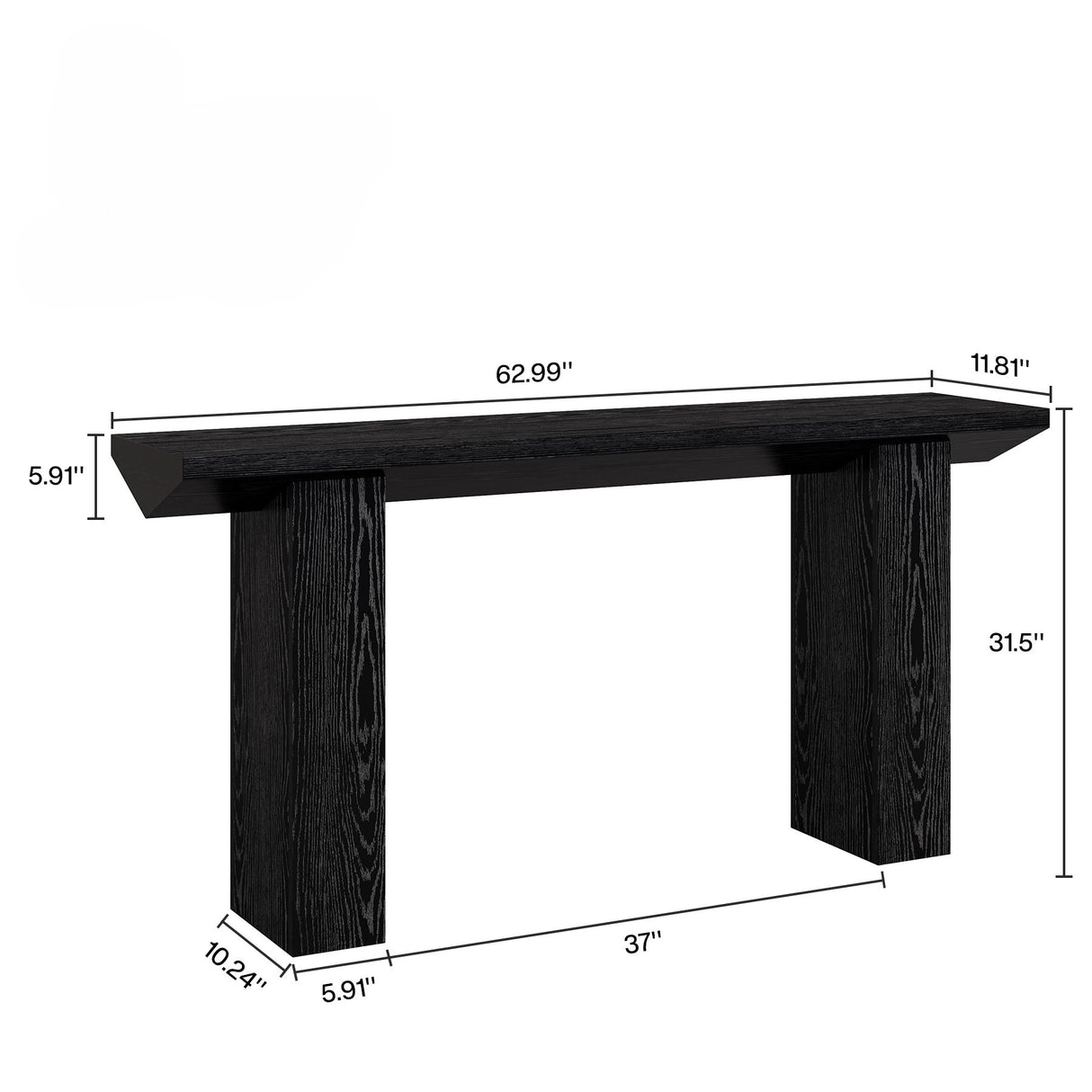 Extra Long Narrow Console Table For Entryway & Hallway - Black / White Print