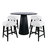 Nash - 5 Piece Dining Set, Counter Table With 4 Backless Stools