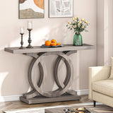 Console Table With Geometric Base For Living Hallway - Gray