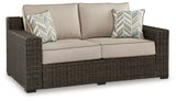 Coastline Bay - Loveseat With Cushion - Brown
