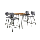 Nature's Edge - 5 Piece Counter Set With Modern Barstools - Chestnut