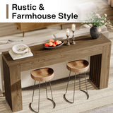 Console Table With Vertical Slat Legs For Entryway - Rustic Brown