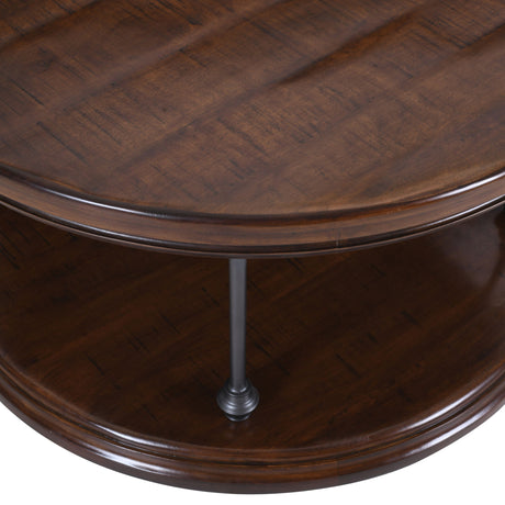 Larson - Round Cocktail Table - Distressed Brown
