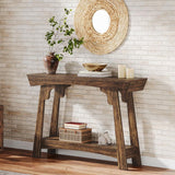 Console Table With 2 Tier Storage - Rustic Brown