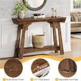 Console Table With 2 Tier Storage - Rustic Brown