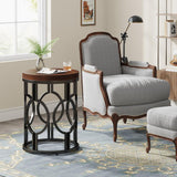 Round End Table Nightstand For Living - Brown / Black