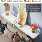 Extra Long Console Table With 4 Tier Storage For Living Hallway - White / Gold