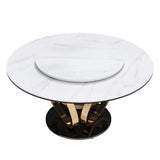 Round Dining Table With 360° Smooth Lazy Susan Stain / Heat - Gold / Black / White