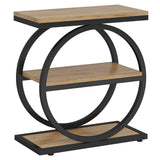 Industrial Narrow End Table With 3 Shelves