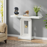 Console Table With Geometric Base For Living Roo - White / Gold