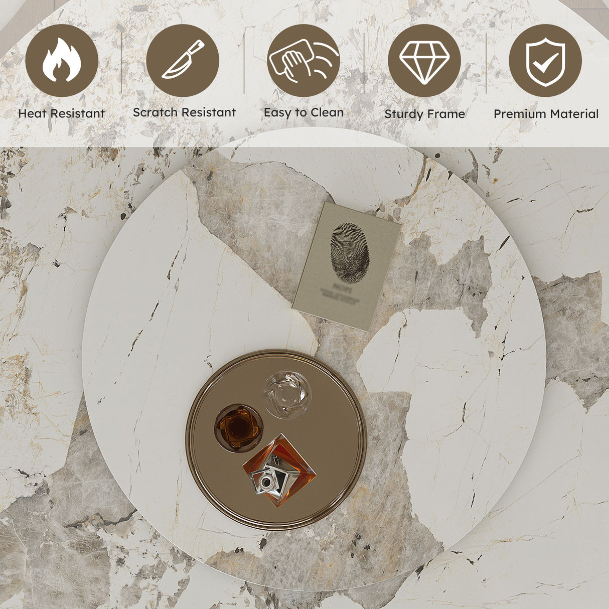 Modern Sintered Stone Dining Table Set With Chairs