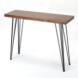 Modern Industrial Breakfast Bar Table, Metal Hairpin Legs & Wood Veneer Top - Natural