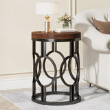 Round End Table Nightstand For Living - Brown / Black