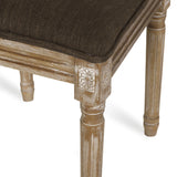 French Country Dining Chair With Rectangular Cane Backrest And Smooth Upholstered Seating