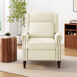 Push Back Recliner Chair Upholstered Recliner Armchair With Classic Wing Back And Solid Gourd-Shaped Legs