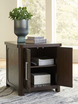 Breckington - Dark Brown - Rectangular 2-door End Table