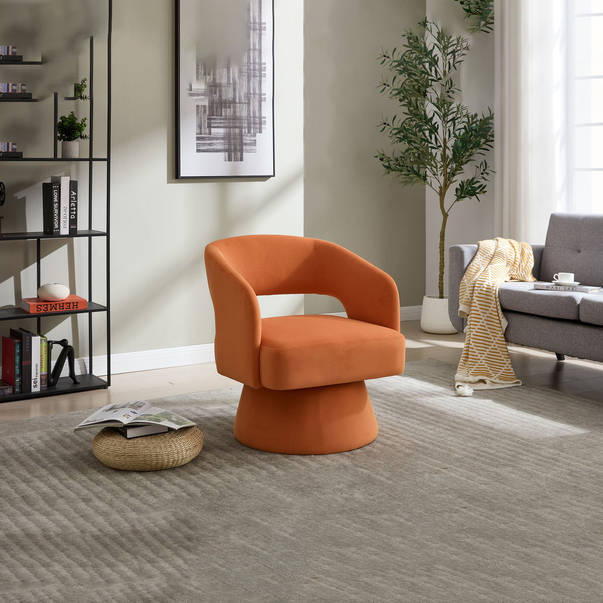 Swivel Barrel Chair With 360 Degree Rotation