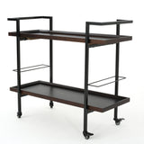 Modern Industrial Bar Cart With Shelving And Casters